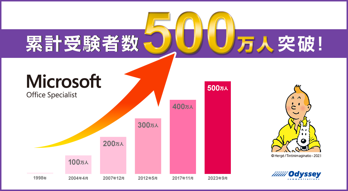 就活＆履歴書資格欄に強いパソコン資格MOS日本国内 累計受験者が500万人を突破